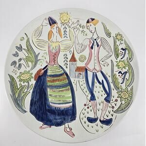 MCM 60s Rorstrand Carl Harry Stalhane Scandinavian Ceramic Plate Folk Pottery